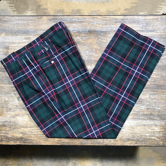 red plaid golf pants